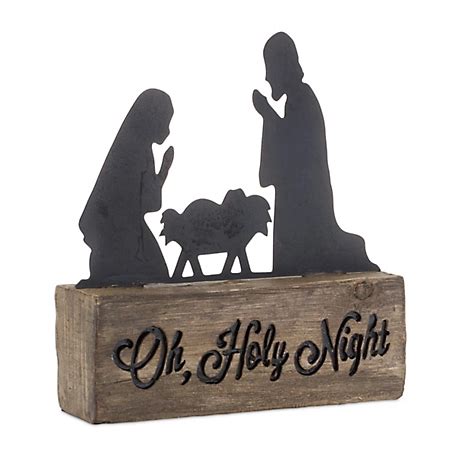 metal tool box with nativity cut out|Melrose International Holy Night Nativity Block with Metal Cut Out .